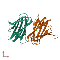 PDB entry 4hpk coloured by chain, front view.