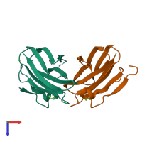 PDB entry 4hpk coloured by chain, top view.