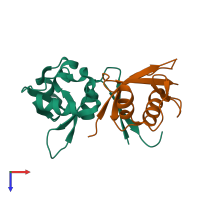 PDB entry 4hpl coloured by chain, top view.