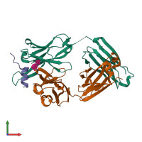 PDB entry 4hpo coloured by chain, front view.