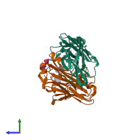 PDB entry 4hpo coloured by chain, side view.