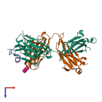 PDB entry 4hpo coloured by chain, top view.
