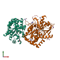 PDB entry 4hpx coloured by chain, front view.
