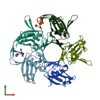 PDB entry 4hqb coloured by chain, front view.