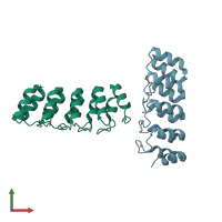 PDB entry 4hqd coloured by chain, front view.