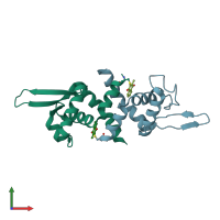 PDB entry 4hqm coloured by chain, front view.