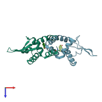 PDB entry 4hqm coloured by chain, top view.