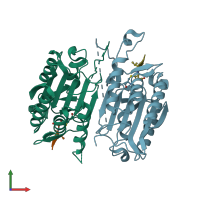 PDB entry 4hqr coloured by chain, front view.