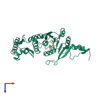 PDB entry 4hra coloured by chain, top view.