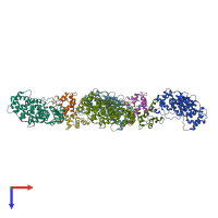PDB entry 4hre coloured by chain, top view.