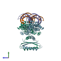 PDB entry 4hri coloured by chain, side view.