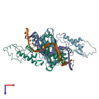 PDB entry 4hri coloured by chain, top view.