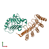 PDB entry 4hrl coloured by chain, front view.