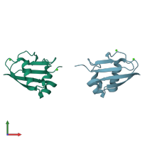 PDB entry 4hro coloured by chain, front view.
