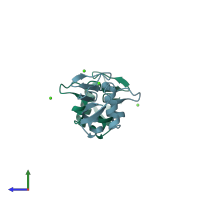 PDB entry 4hro coloured by chain, side view.