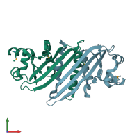 PDB entry 4hrv coloured by chain, front view.