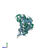 PDB entry 4hrv coloured by chain, side view.