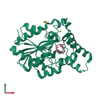 PDB entry 4hs9 coloured by chain, front view.
