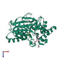 PDB entry 4hs9 coloured by chain, top view.