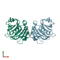PDB entry 4hsd coloured by chain, front view.