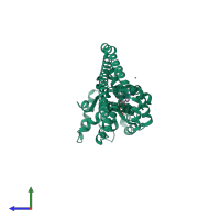 PDB entry 4hse coloured by chain, side view.