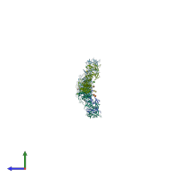 PDB entry 4hsi coloured by chain, side view.