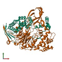 PDB entry 4hsr coloured by chain, front view.