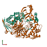 PDB entry 4hst coloured by chain, front view.