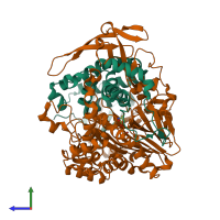 PDB entry 4hst coloured by chain, side view.