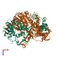 PDB entry 4hst coloured by chain, top view.