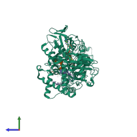 PDB entry 4hsu coloured by chain, side view.