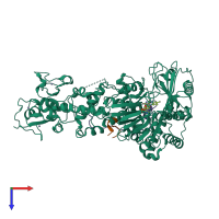 PDB entry 4hsu coloured by chain, top view.