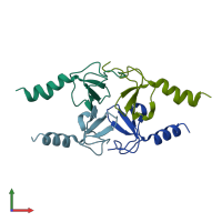 PDB entry 4hsv coloured by chain, front view.