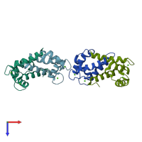 PDB entry 4hsz coloured by chain, top view.