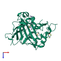 PDB entry 4ht0 coloured by chain, top view.
