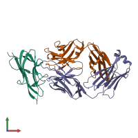 PDB entry 4ht1 coloured by chain, front view.