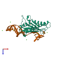 PDB entry 4ht4 coloured by chain, top view.