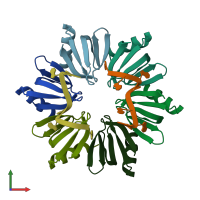 PDB entry 4ht8 coloured by chain, front view.