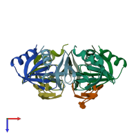PDB entry 4ht8 coloured by chain, top view.