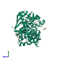 PDB entry 4htb coloured by chain, side view.