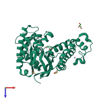 PDB entry 4htb coloured by chain, top view.