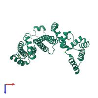 PDB entry 4hte coloured by chain, top view.