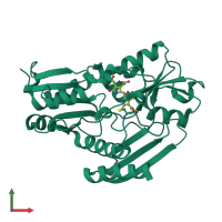 PDB entry 4htg coloured by chain, front view.