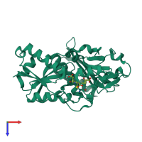 PDB entry 4htg coloured by chain, top view.