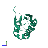 PDB entry 4hti coloured by chain, side view.