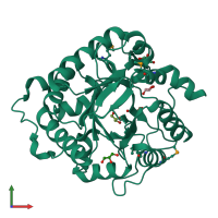 PDB entry 4hty coloured by chain, front view.