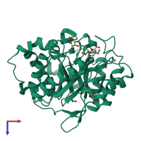 PDB entry 4hty coloured by chain, top view.