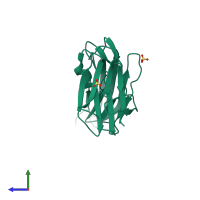 PDB entry 4hu2 coloured by chain, side view.