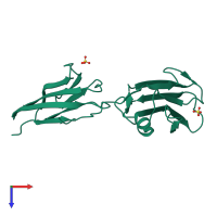 PDB entry 4hu2 coloured by chain, top view.