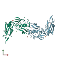 PDB entry 4huc coloured by chain, front view.